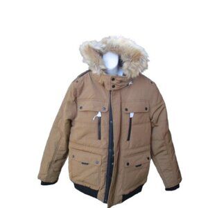 Guess Los Angeles 81 Los Angeles Faux Fur Trim Hood Puffer Coat Jacket Size L